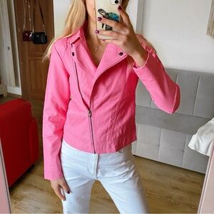 YIGGA Barby Doll Pink Faux Leather Women's Moto Biker Jacket 🌸